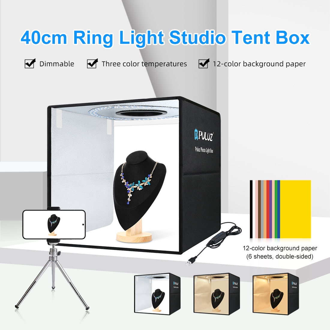Photography Lighting Case - PULUZ 40cm Folding Portable Ring Light