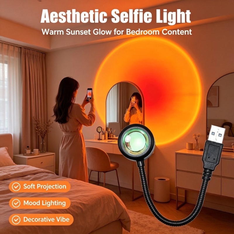 Photography Lighting Mood - USB Sunset Lamp, Aesthetic Projection Light