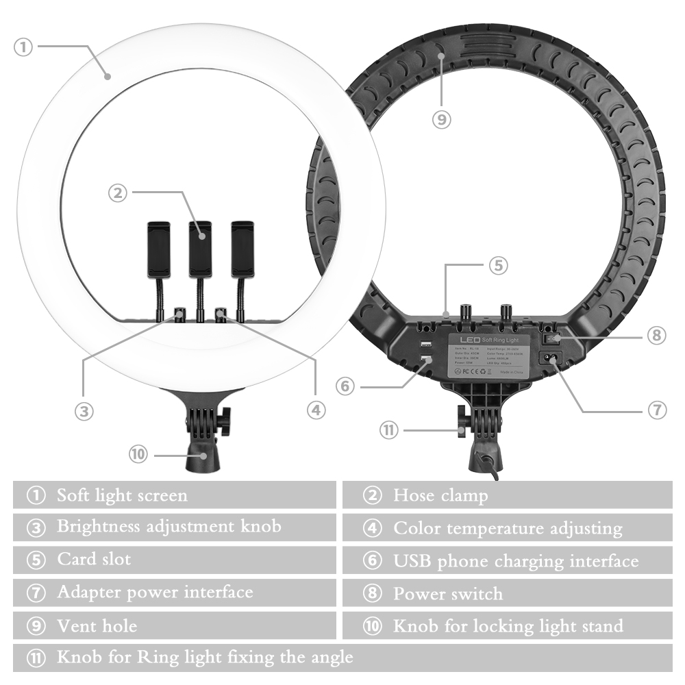 SH 18 Inch Knob Ring Light LED - Photography Lighting Wand ulasan dan harga