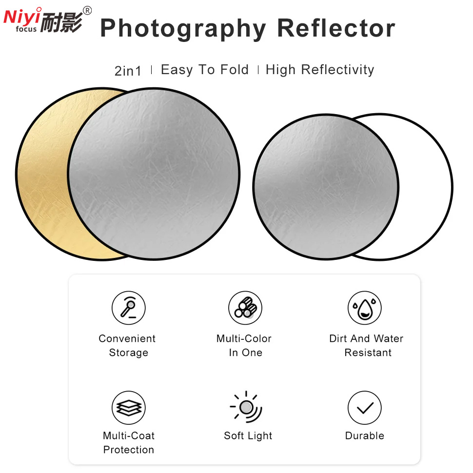 2in1 Round Portable Reflector  - Photography Lighting Reflectors ulasan dan harga