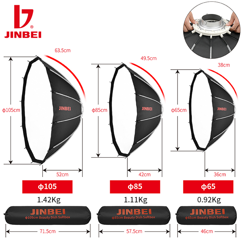JINBEI 65  Quick Open Paraboli - Photography Lighting Studio ulasan dan harga