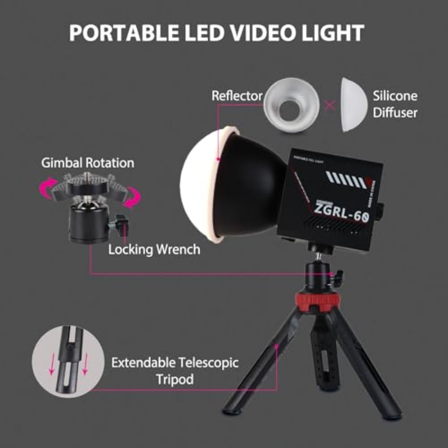 60W COB LED Video Light Handhe - Photography Lighting Studio ulasan dan harga
