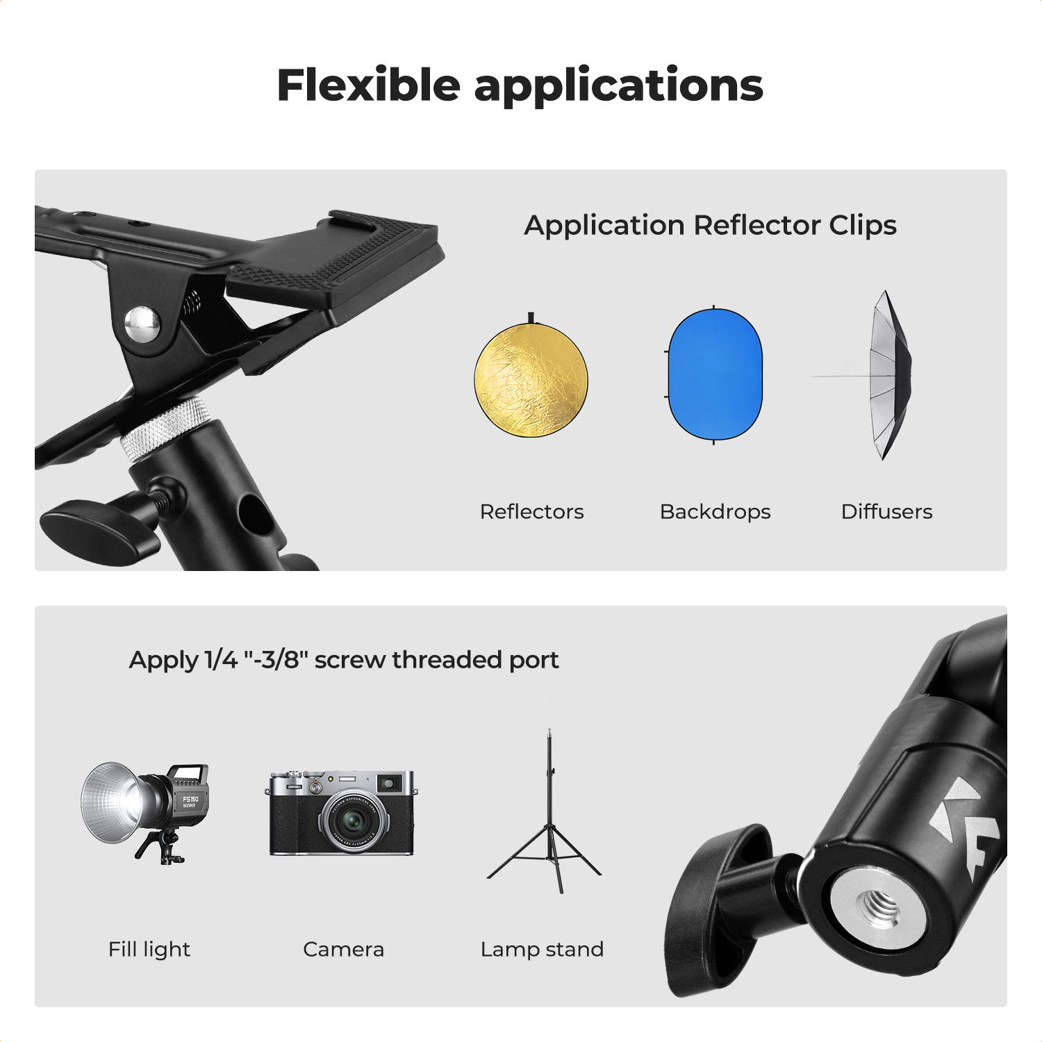 K&F CONCEPT Reflector Clip Hol - Reflector Arm Clamp ulasan dan harga