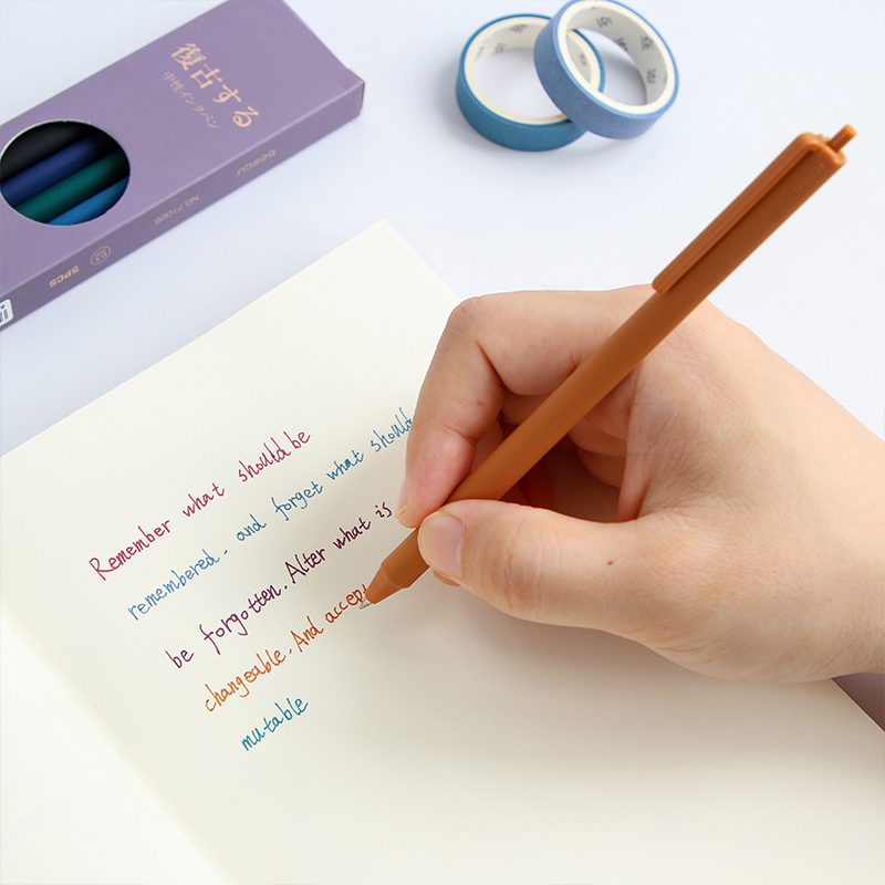 5pcs Retro Color Pen Set Trian - Coloured Gel Set ulasan dan harga