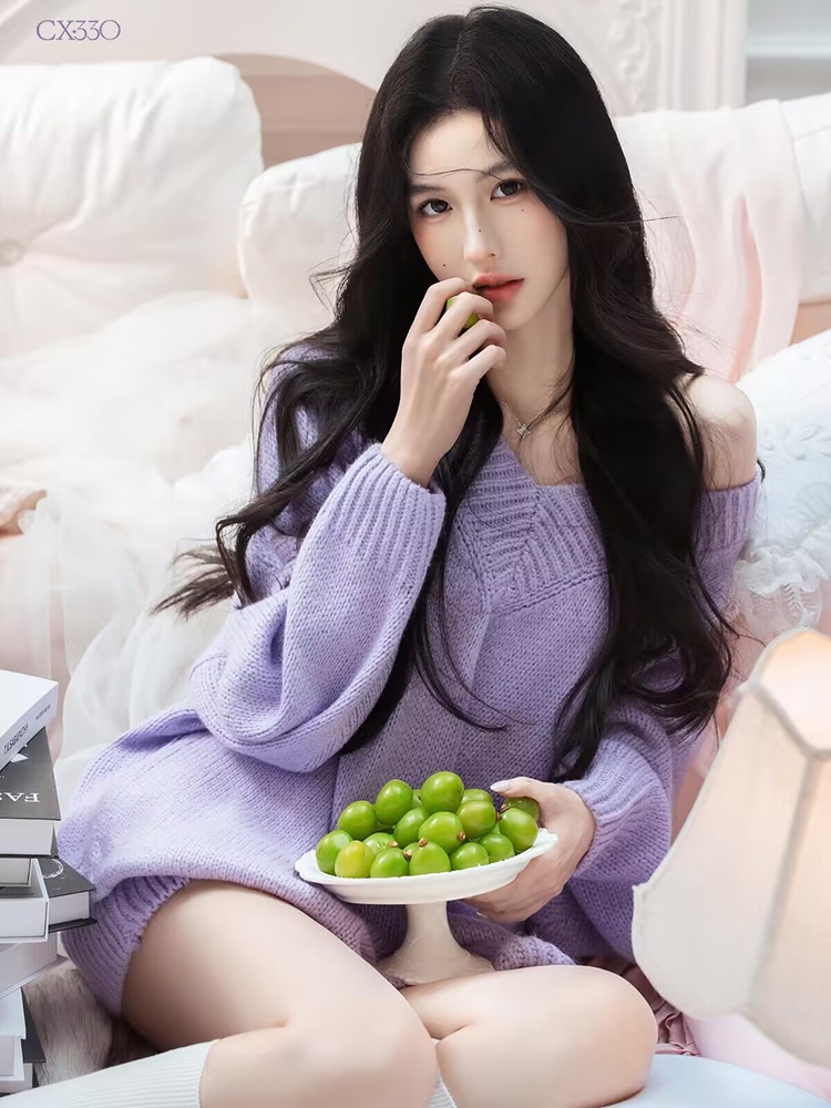 Autumn Winter Purple Sweater O - Photography Lighting Studio ulasan dan harga